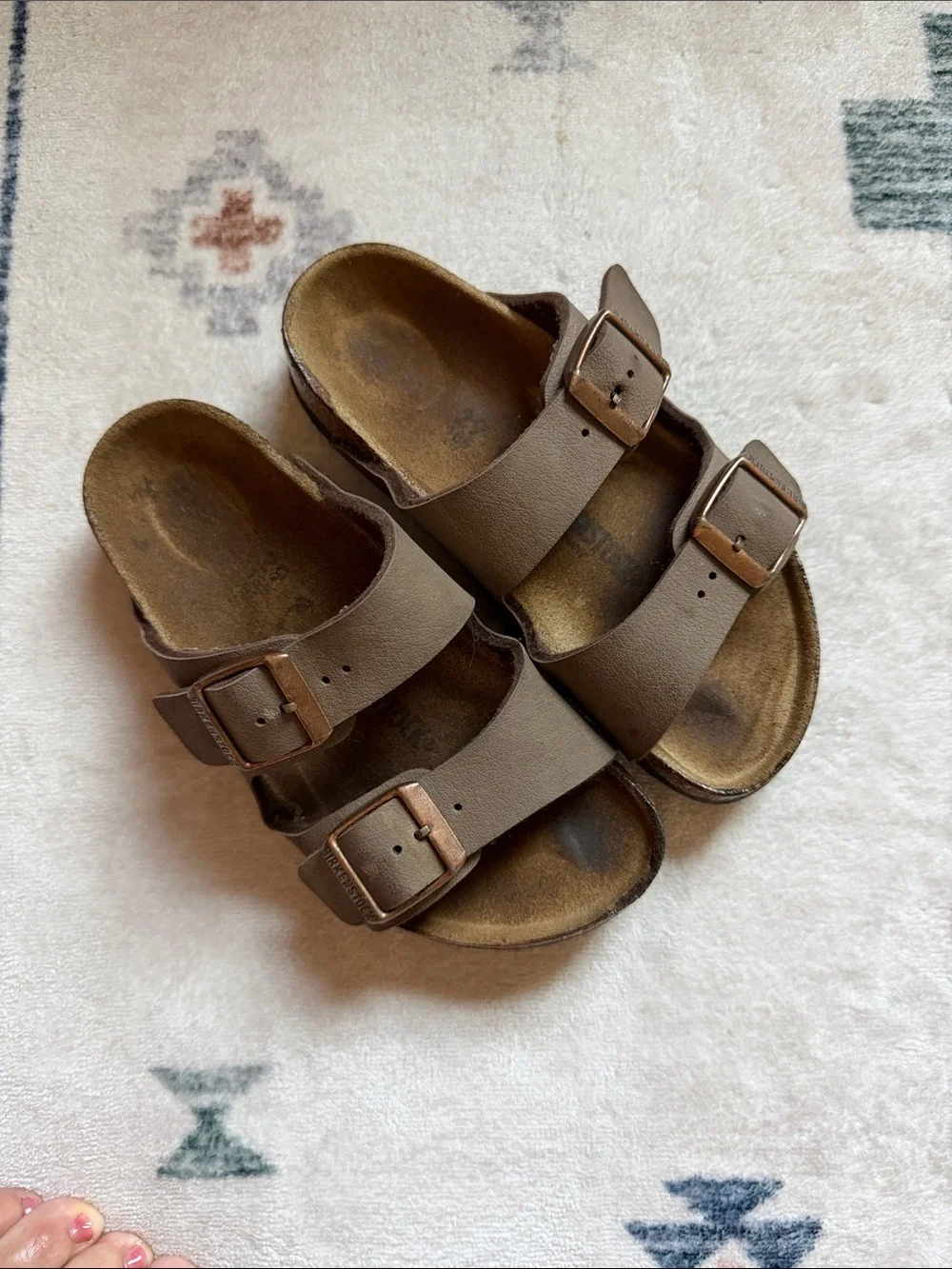 Birkenstock Kids Two-Buckle Slide Sandals in Brown